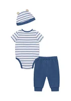 Baby Boys Bears Bus Bodysuit and Pants Set with Hat