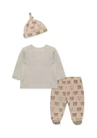 Baby Boys Fuzzy Bear Pants Set with Hat