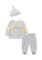 Baby Boys Puppy Party Printed Shirt Set with Hat