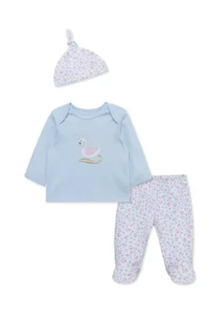 Baby Girls Swan Princess Top Set with Hat