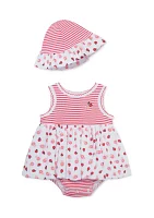 Baby Girls Ladybugs Popover Dress with Hat