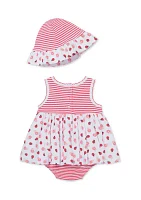 Baby Girls Ladybugs Popover Dress with Hat