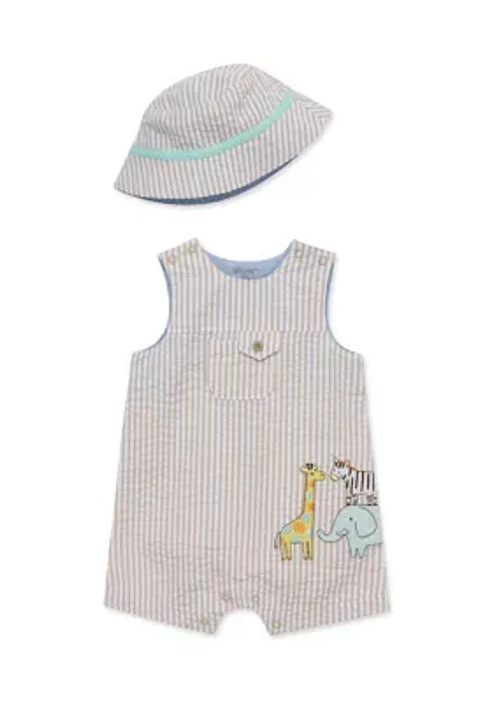 Baby Boys Safari Sunsuit with Hat