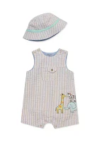 Baby Boys Safari Sunsuit with Hat