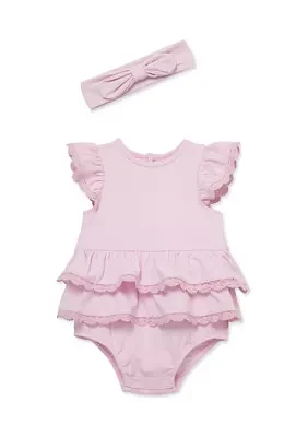 Baby Girls Lace Bubble Set with Headband