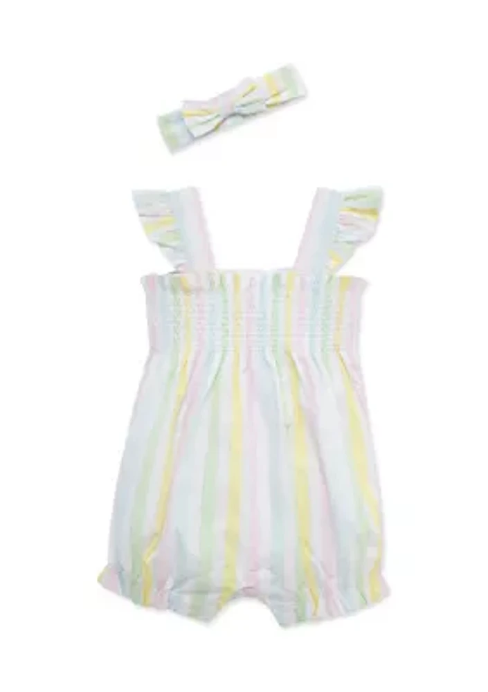 Baby Girls Candy Stripe Bubble with Headband