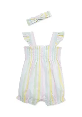 Baby Girls Candy Stripe Bubble with Headband