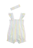 Baby Girls Candy Stripe Bubble with Headband