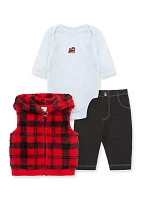 Baby Boys Plaid 3 Piece Vest Set