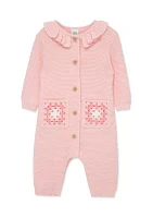 Baby Girls Crochet Coverall