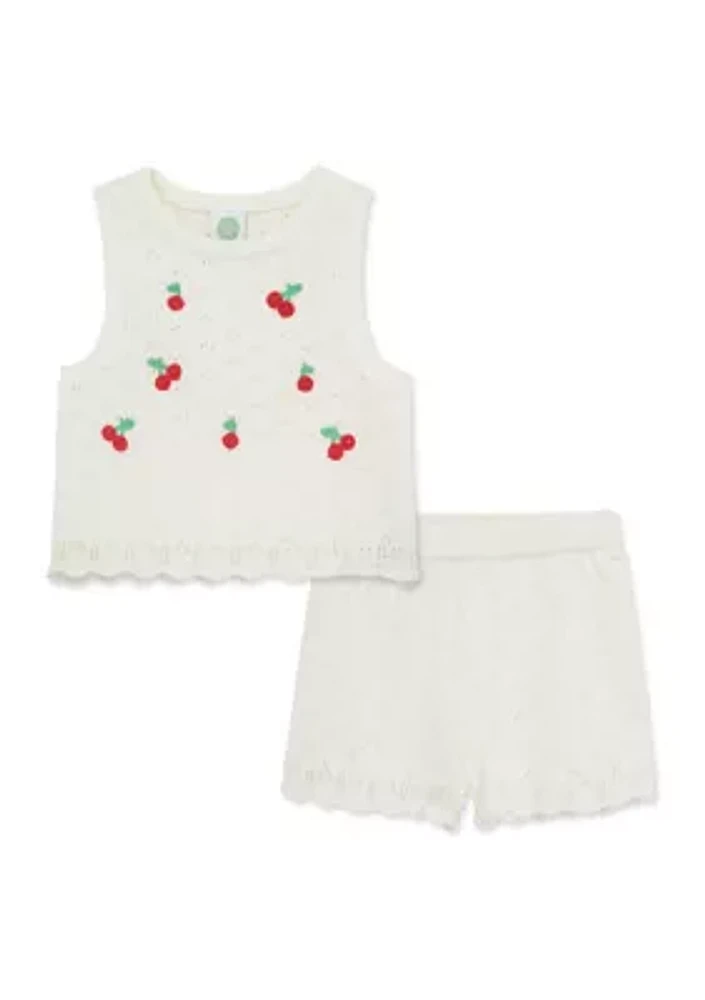 Baby Girls Cherry Pointelle Set