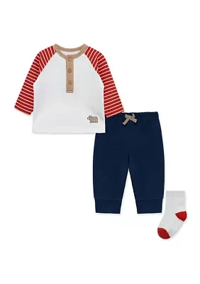 Baby Boys Bear Icon Joggers Set with Socks