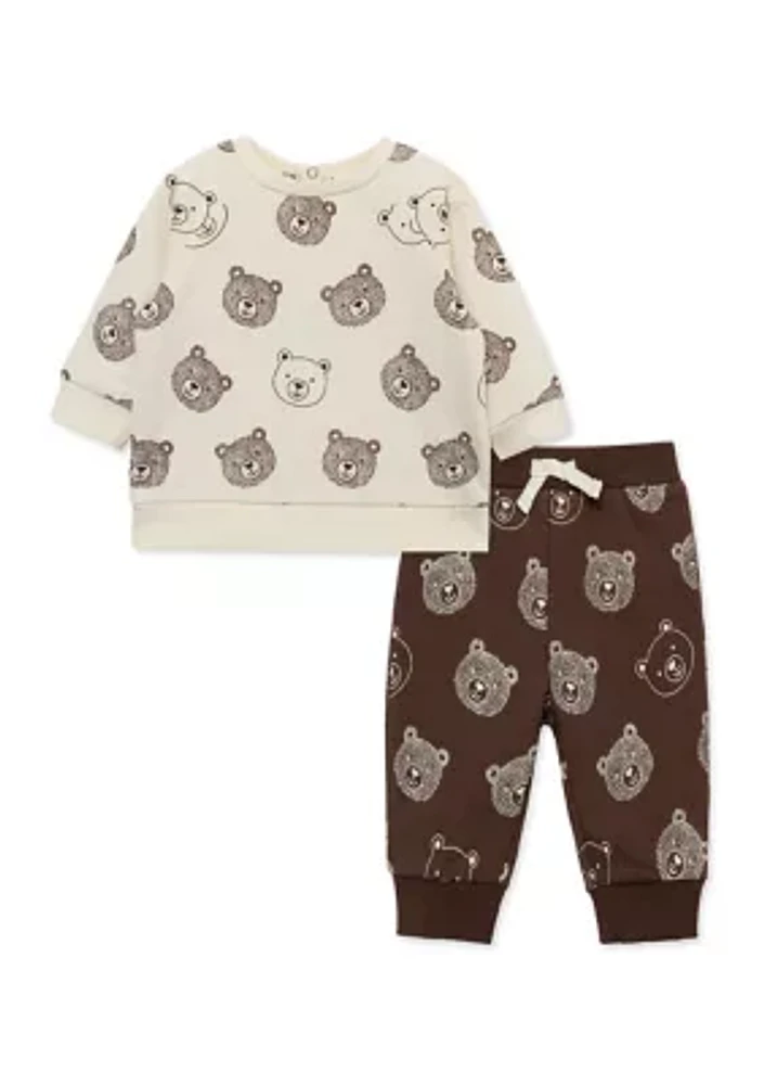 Baby Boys Bear Printed Sweatshirt and Active Pants Set