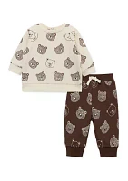 Baby Boys Bear Printed Sweatshirt and Active Pants Set