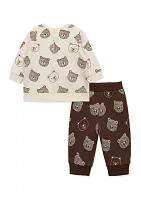 Baby Boys Bear Printed Sweatshirt and Active Pants Set