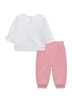 Baby Girls Apples Printed Sweatshirt and Active Pants Set