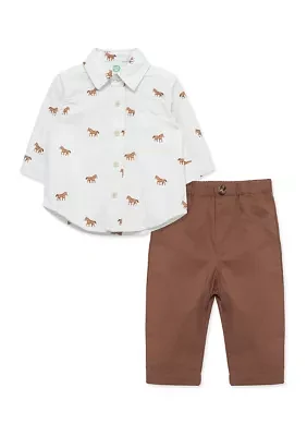 Baby Boys Horses Printed Pants Set