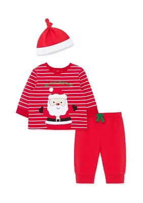 Baby Boys Santa Joggers Set with Hat