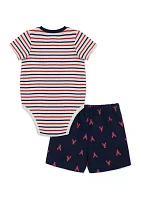 Baby Boys Striped Bodysuit and Lobster Printed Shorts Set