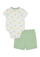 Baby Boys Safari Printed Bodysuit and Shorts Set