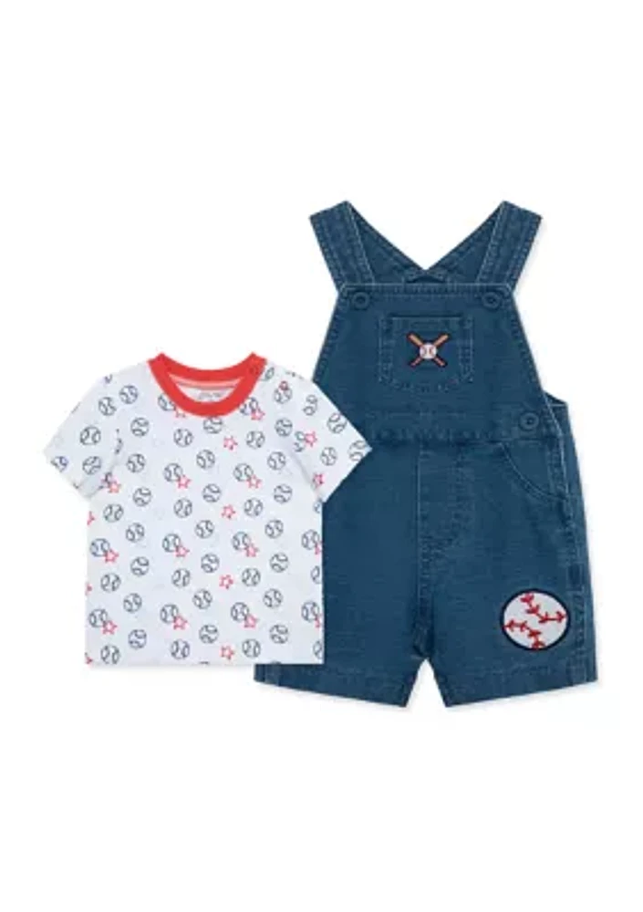 Baby Boys Baseball Shortall and T-Shirt Set