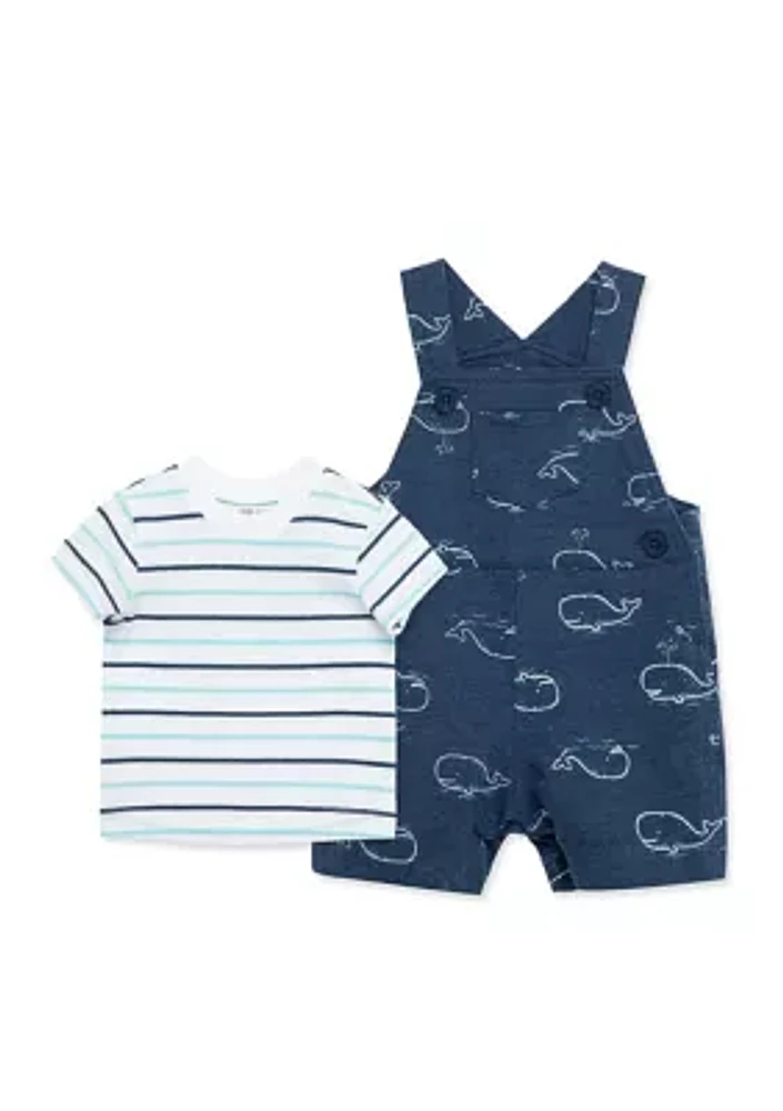 Baby Boys Whale Printed Shortall Set