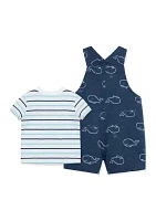 Baby Boys Whale Printed Shortall Set