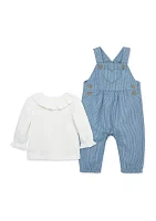 Baby Girls Heart Overall Set