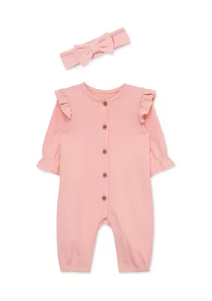 Baby Girls Jumpsuit with Headband