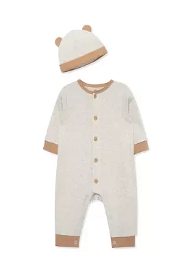 Baby Boys Oatmeal Coverall with Hat