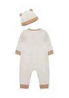 Baby Boys Oatmeal Coverall with Hat