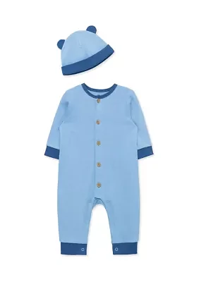 Baby Boys Blue Coverall with Hat