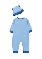 Baby Boys Blue Coverall with Hat