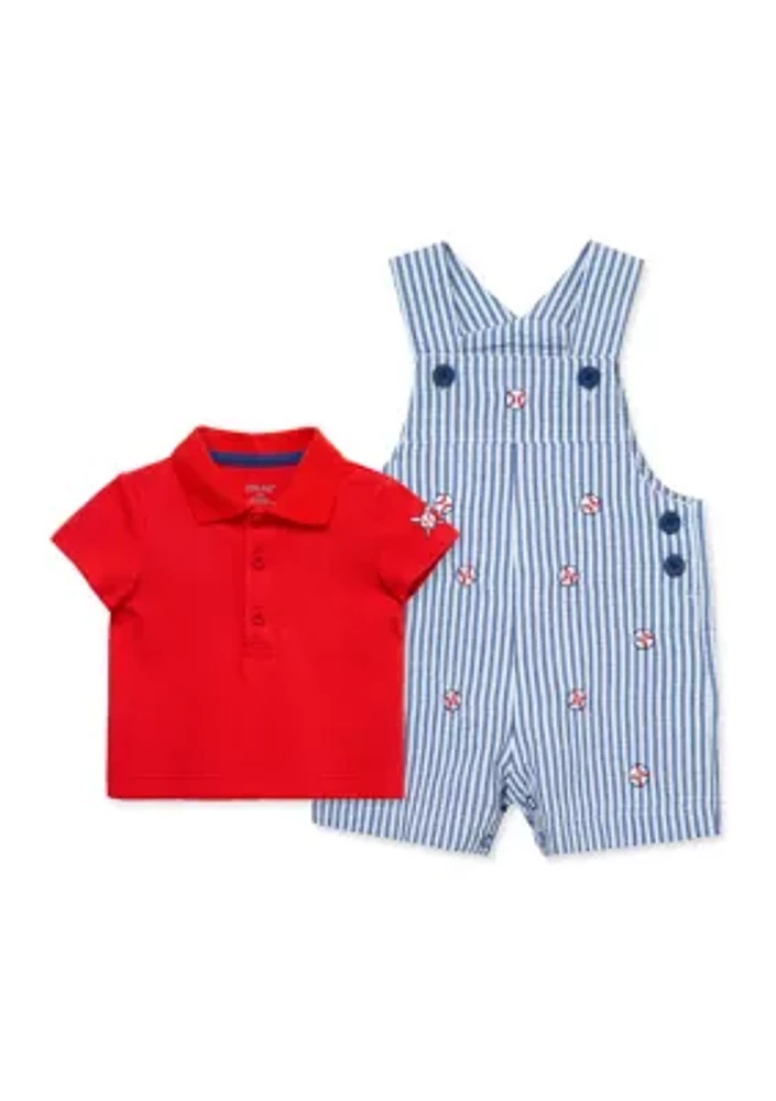 Baby Boys Baseball Shortall Set