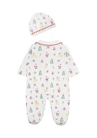 Baby Boys Christmas Printed Footie Pajamas with Hat