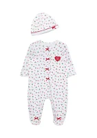 Baby Girls Candy Cane Footie Pajamas with Hat