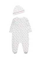 Baby Girls Candy Cane Footie Pajamas with Hat