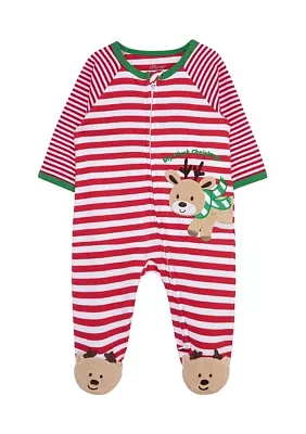 Baby Boys Reindeer Stripe Footie Pajamas