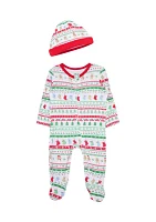 Baby Boys Fair Isle Footie Pajamas with Hat