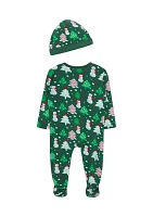 Baby Boys Snowman Printed Footie Pajamas with Hat