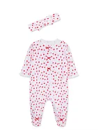 Baby Girls Valentine Footie Pajamas with Headband