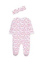 Baby Girls Valentine Footie Pajamas with Headband