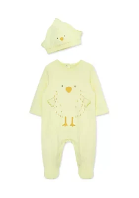 Baby Girls Chick Footie Pajamas with Hat