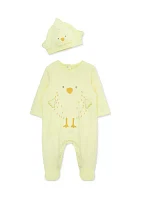 Baby Girls Chick Footie Pajamas with Hat