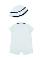 Baby Boys Sailboat Printed Romper with Hat