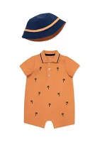 Baby Boys Palm Tree Romper with Hat