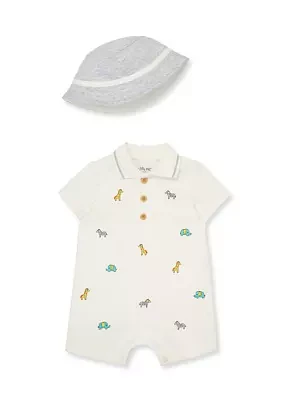 Baby Boys Safari Romper with Hat