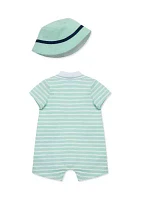 Baby Boys Whale Printed Romper with Hat