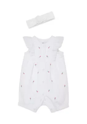 Baby Girls Rosebud Romper with Headband