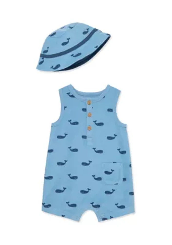 Baby Boys Whales Romper with Hat